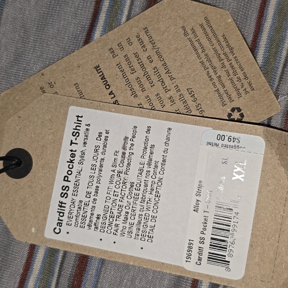 Prana Cardiff Short Sleeve Pocket T-shirt Alloy Stripe Mens Size XXL NWT - Picture 11 of 12